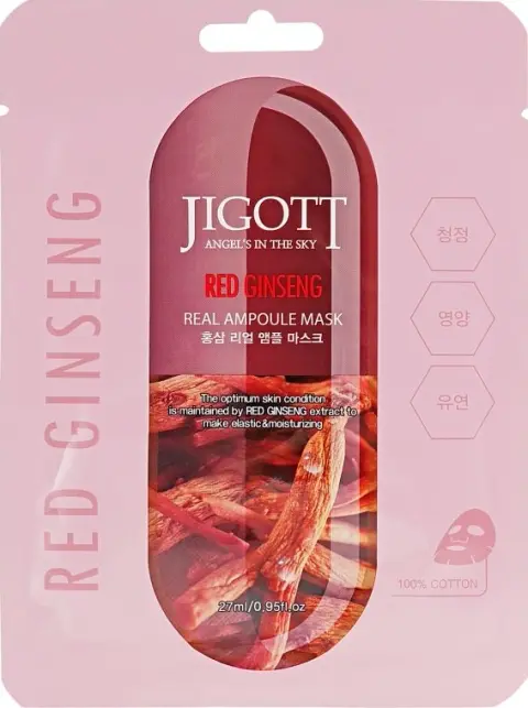 Маска тканевая для лица ЖЕНЬШЕНЬ RED GINSENG Real Ampoule Mask, 27 мл