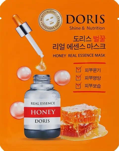[DORIS] НАБОР Тканевая маска для лица МЕД HONEY Real Essence Mask, 10 шт*25 мл