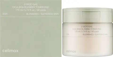 Пэды-пилинг для лица Ji Woo Gae Cica BHA Blemish Toner Pad 60 шт, 170 мл