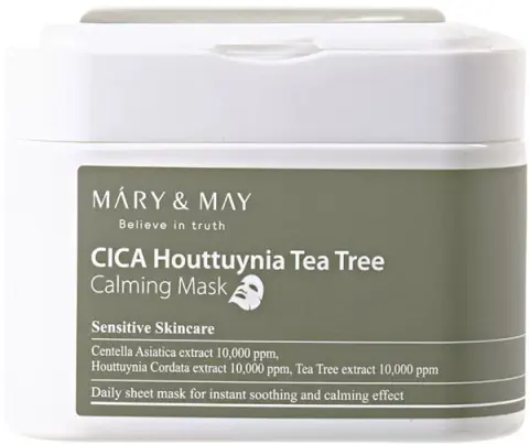 Набор масок тканевых успокаивающих Cica Houttuynia Tea Tree Calming Mask, 30 шт