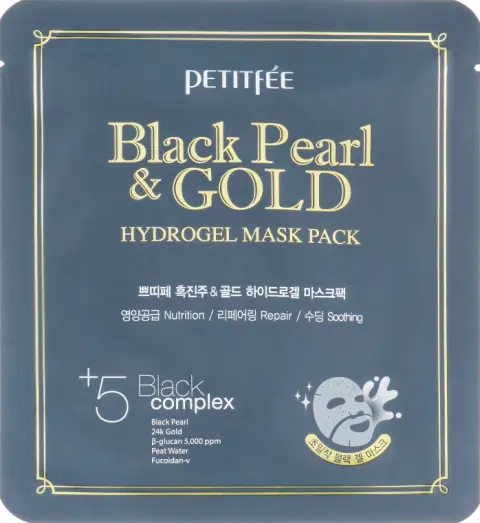 [PETITFEE] Маска гидрогелевая для лица ЖЕМЧУГ/ЗОЛОТО Black Pearl & Gold Hydrogel Mask Pack, 1 шт